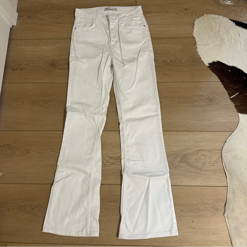 Zara Collection White Flare Jeans